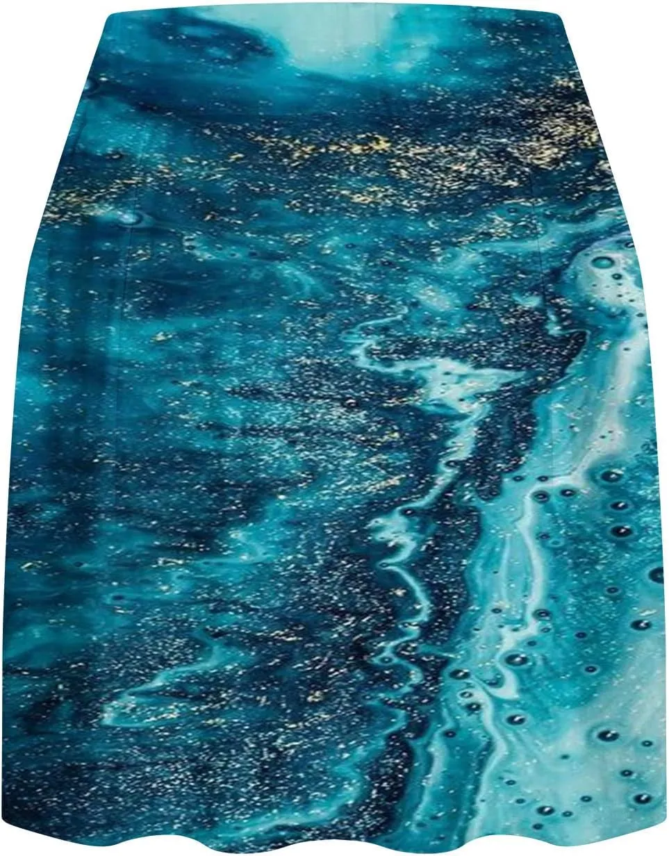 Women's Athletic Workout Tennis Skorts Summer Trendy Tie-Dye Print High Waist Flowy Mini Skirt with Inner Shorts