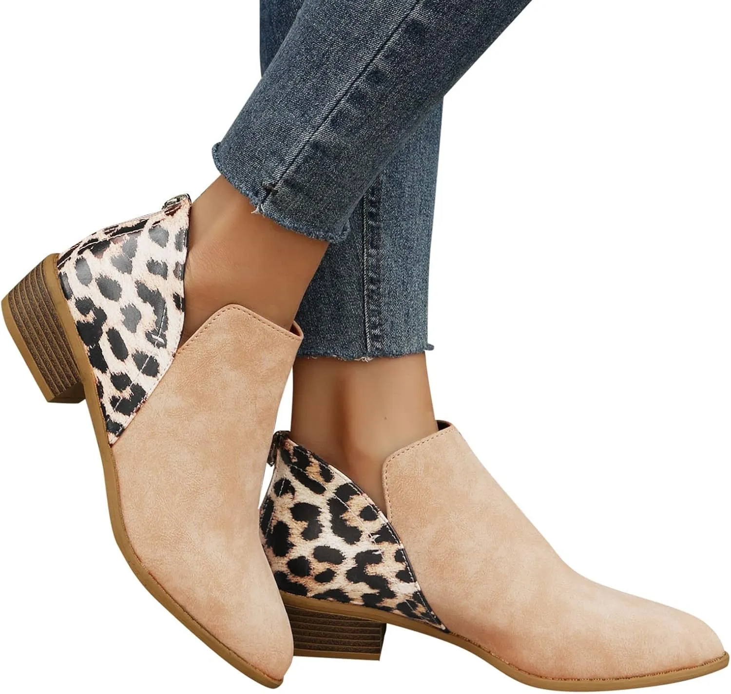 Womens Boots Ankle Brown Booties with Heel Ladies Booties Ankle Boots Mens Casual Boot Lightweight Cute Round Toe Closed Toe Wide Fit Available