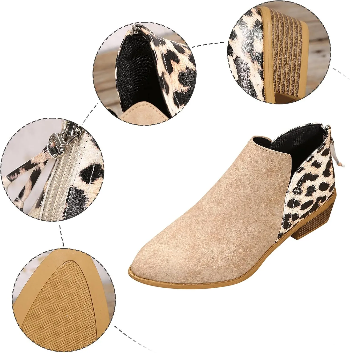 Womens Boots Ankle Brown Booties with Heel Ladies Booties Ankle Boots Mens Casual Boot Lightweight Cute Round Toe Closed Toe Wide Fit Available