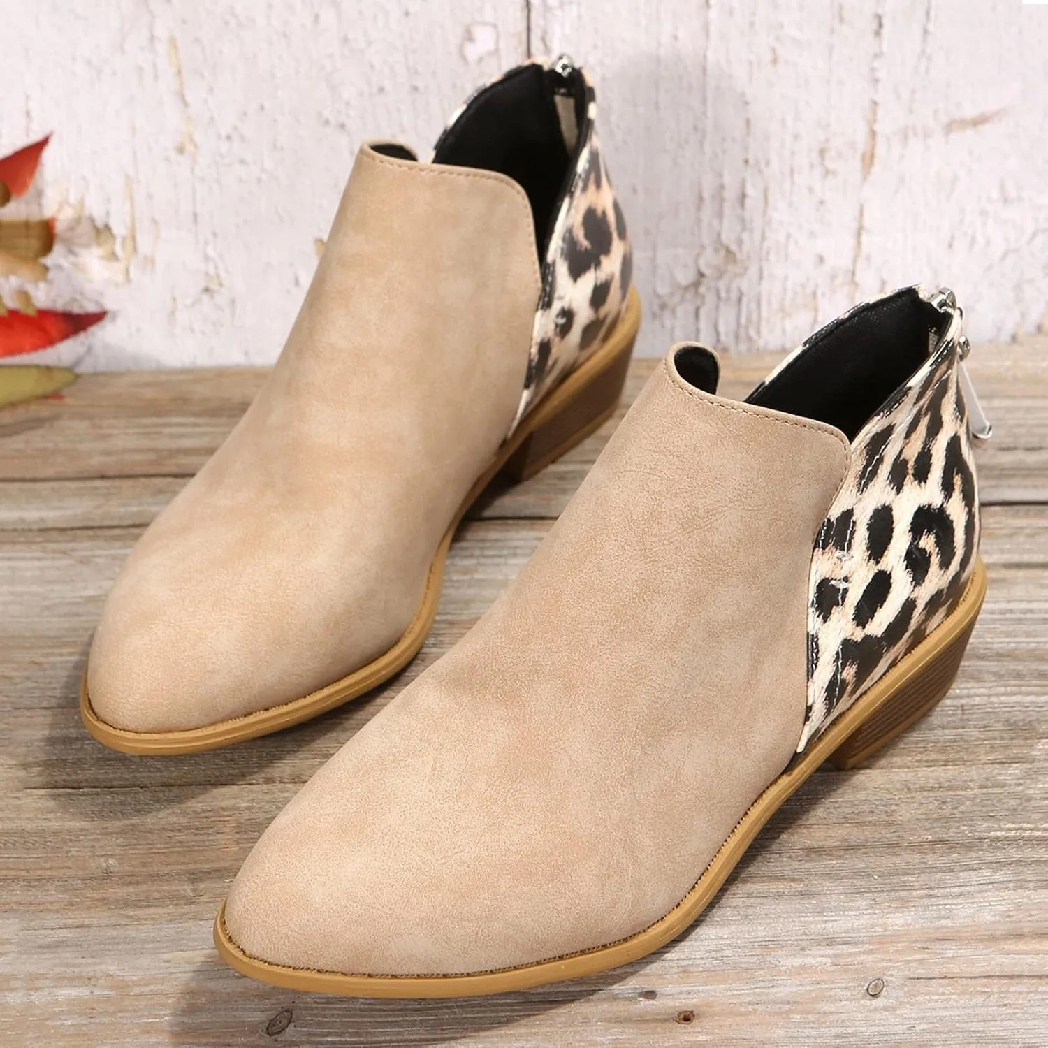 Womens Boots Ankle Brown Booties with Heel Ladies Booties Ankle Boots Mens Casual Boot Lightweight Cute Round Toe Closed Toe Wide Fit Available