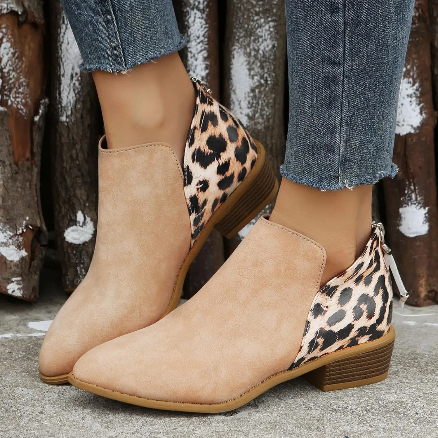 Womens Boots Ankle Brown Booties with Heel Ladies Booties Ankle Boots Mens Casual Boot Lightweight Cute Round Toe Closed Toe Wide Fit Available