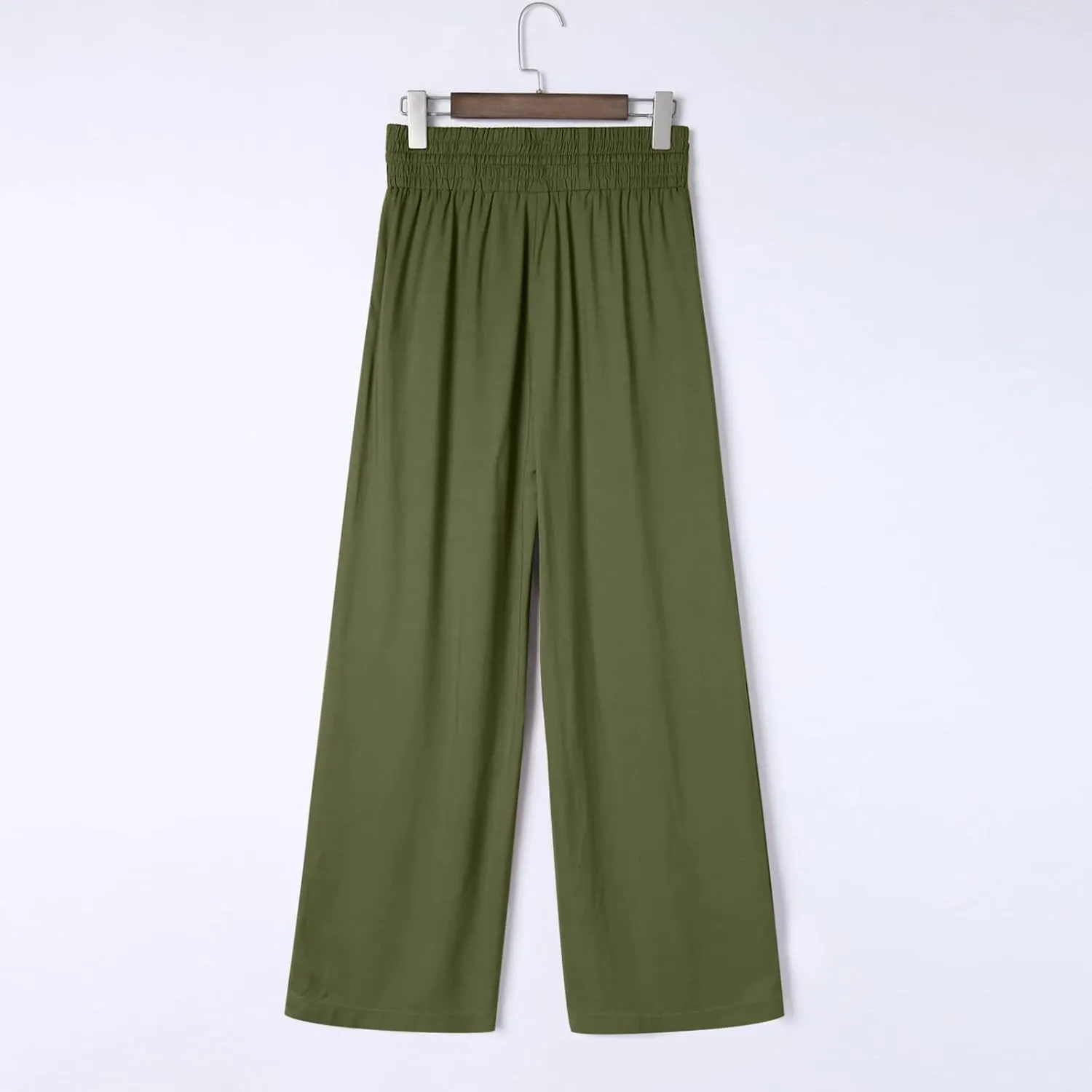 Womens Business Pants Fashion Dressy Wide Leg Work Pant Drawstring High Waisted Solid Color Loose Casual Trousers