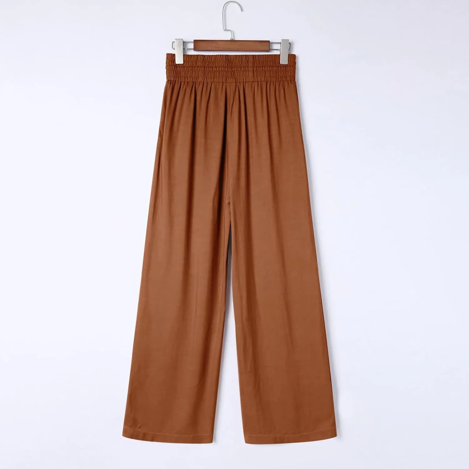 Womens Business Pants Fashion Dressy Wide Leg Work Pant Drawstring High Waisted Solid Color Loose Casual Trousers