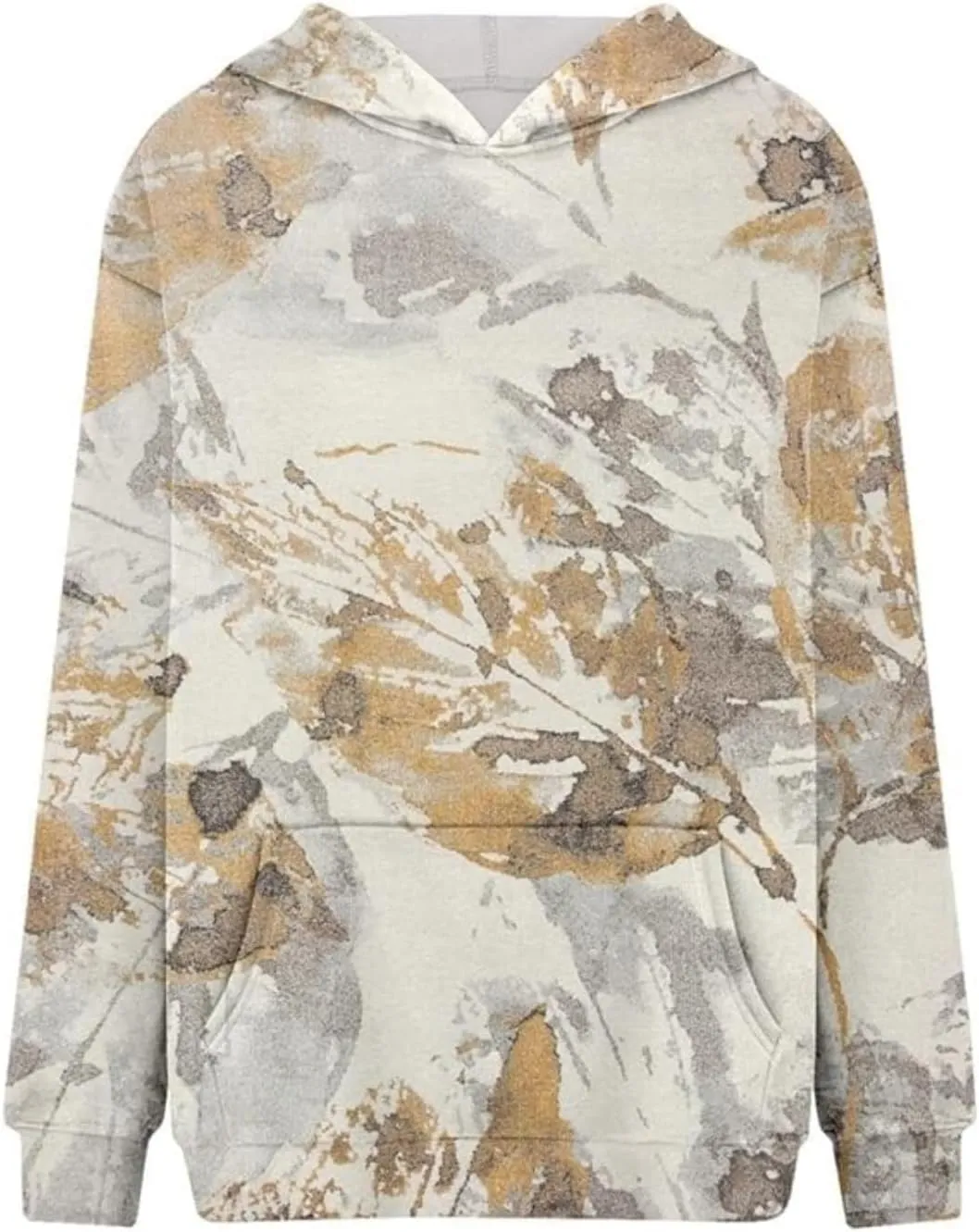 Women's Camo Hoodie Maple-Leaf Print Oversized Sweatshirt Fleece Hoodies Long Sleeve Sweaters Pullover Fall Outfits