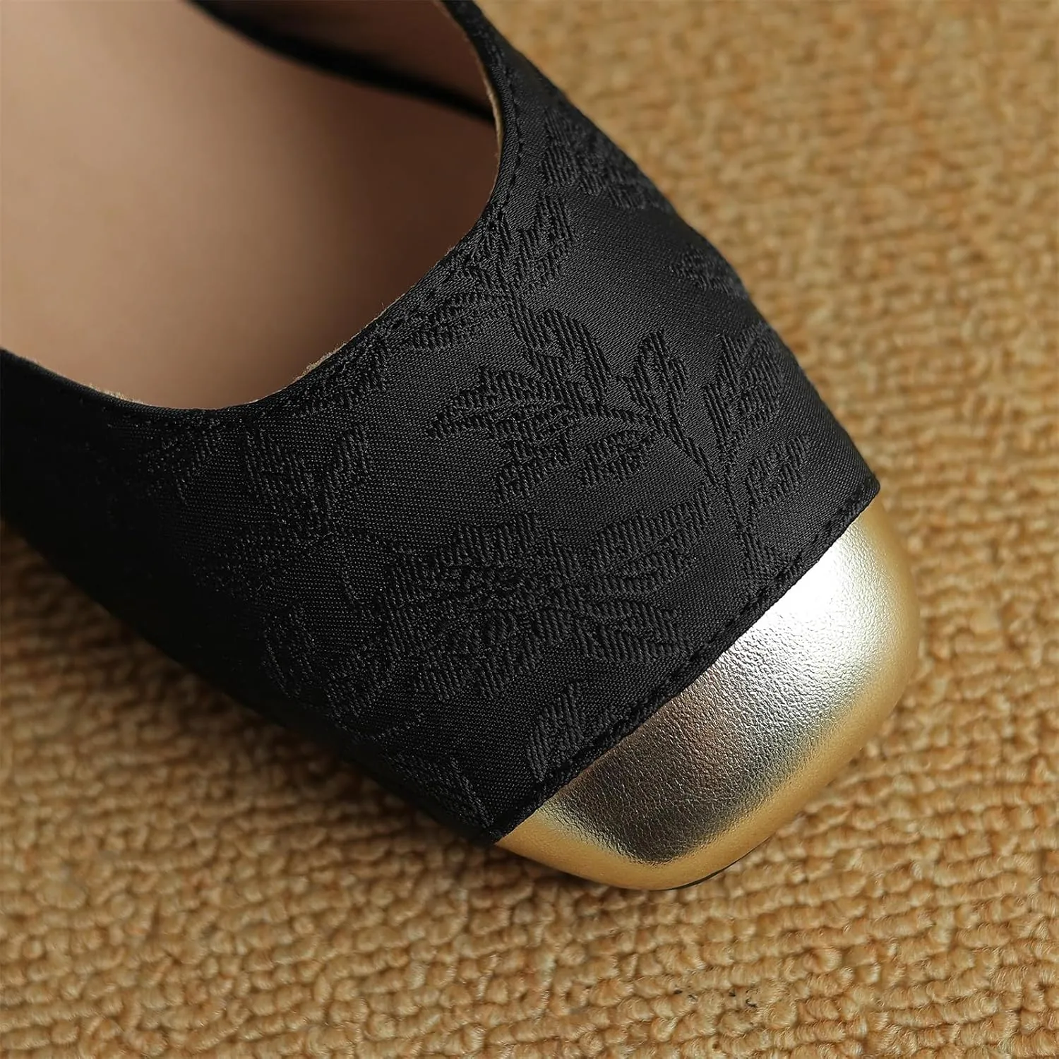 Women's Cap Square Closed Toe D'Orsay Pumps Embroidery Buckle Low Block Heel Rhinestone Cross Ankle Strap Classic Work Office Shoes Church Comfort Dress Party Shopping Dating Sandals