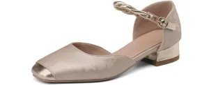 Women's Cap Square Closed Toe D'Orsay Pumps Embroidery Buckle Low Block Heel Rhinestone Cross Ankle Strap Classic Work Office Shoes Church Comfort Dress Party Shopping Dating Sandals