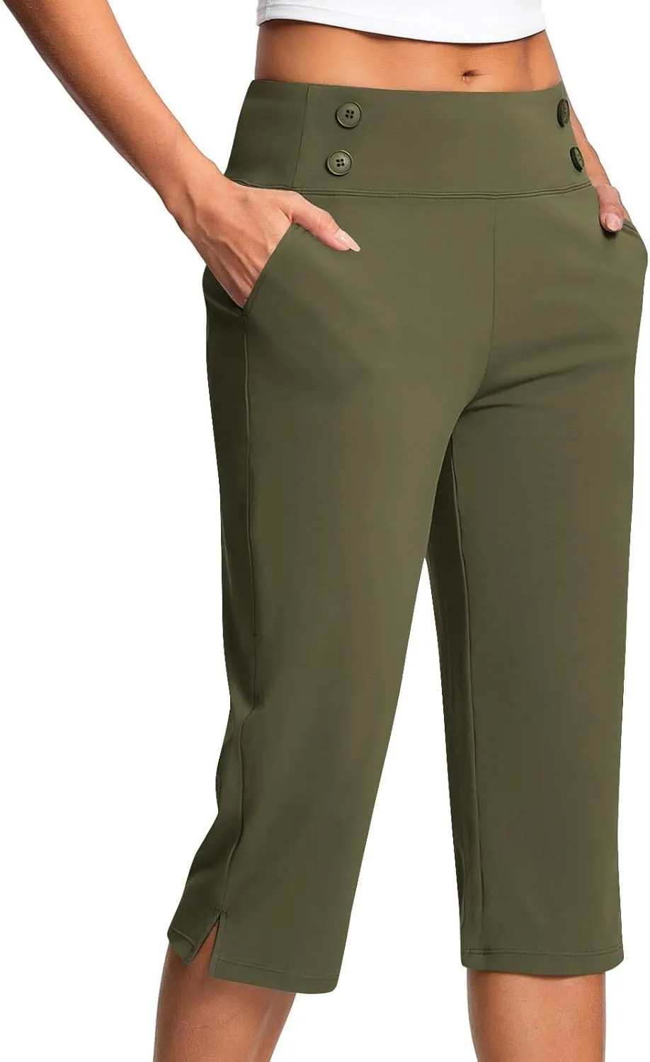 Womens Capri Trousers High Waist Slim Fit Smart Casual Dress Cropped Pants Oversize Fashion Office Business Wokrwear Capris