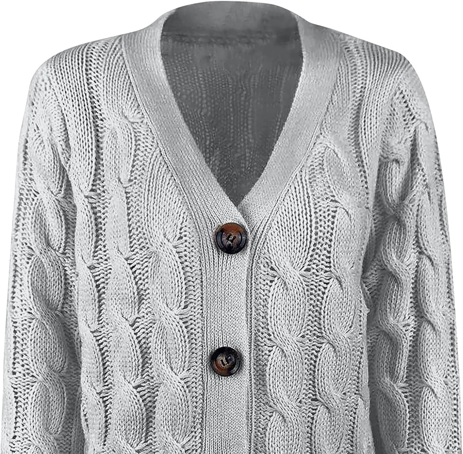 Womens Cardigan Sweaters Dressy Casual Long Sleeve Cable Knit Sweater Open Front Cardigan Button Loose Coat