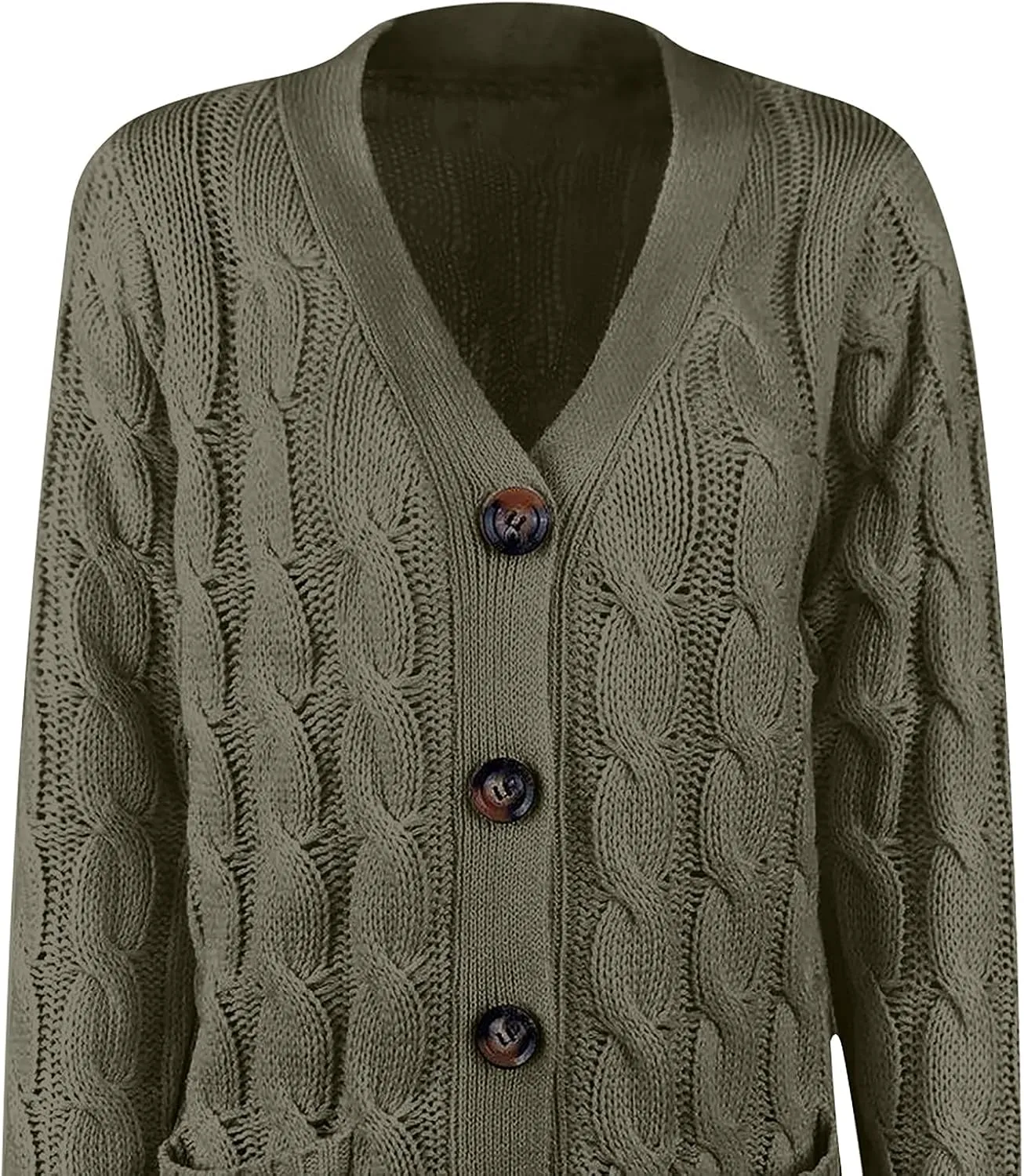 Womens Cardigan Sweaters Dressy Casual Long Sleeve Cable Knit Sweater Open Front Cardigan Button Loose Coat
