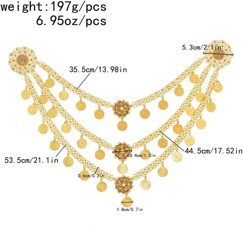 Womens Coins Body Chains Bohemian Metal Belly Dance Waist Chains Female Body Jewelry