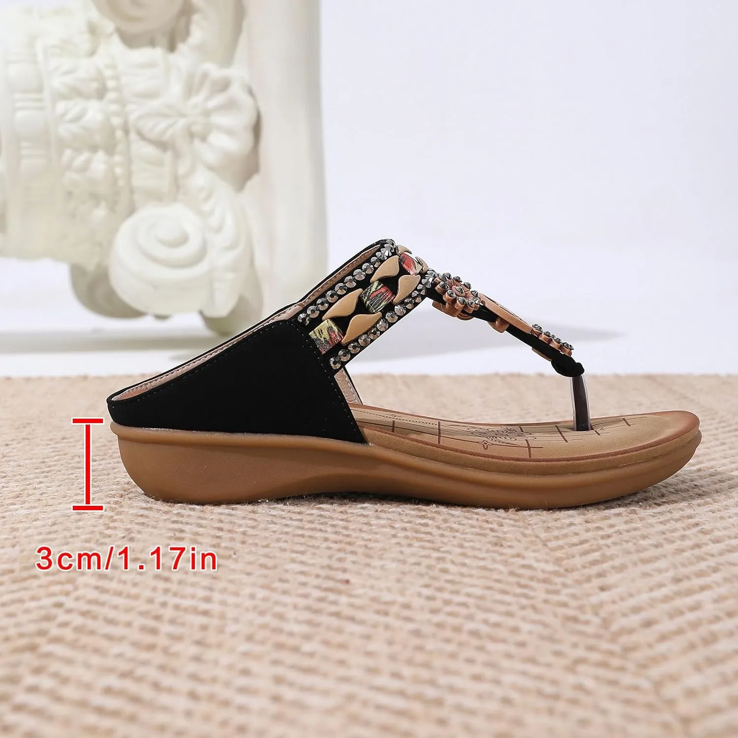 Women's Elegant Flat Bottom Sandals Rhinestone Open Toe Slip on Casual Sandal Comfortable Walking Flat Sandals