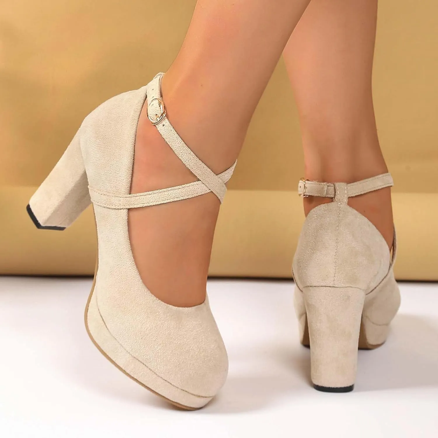 Women's Elegant High Heels Pointed Toe Dress Shoes for Ladies Comfortable Chunky Heel Party Wedding Wear Spring