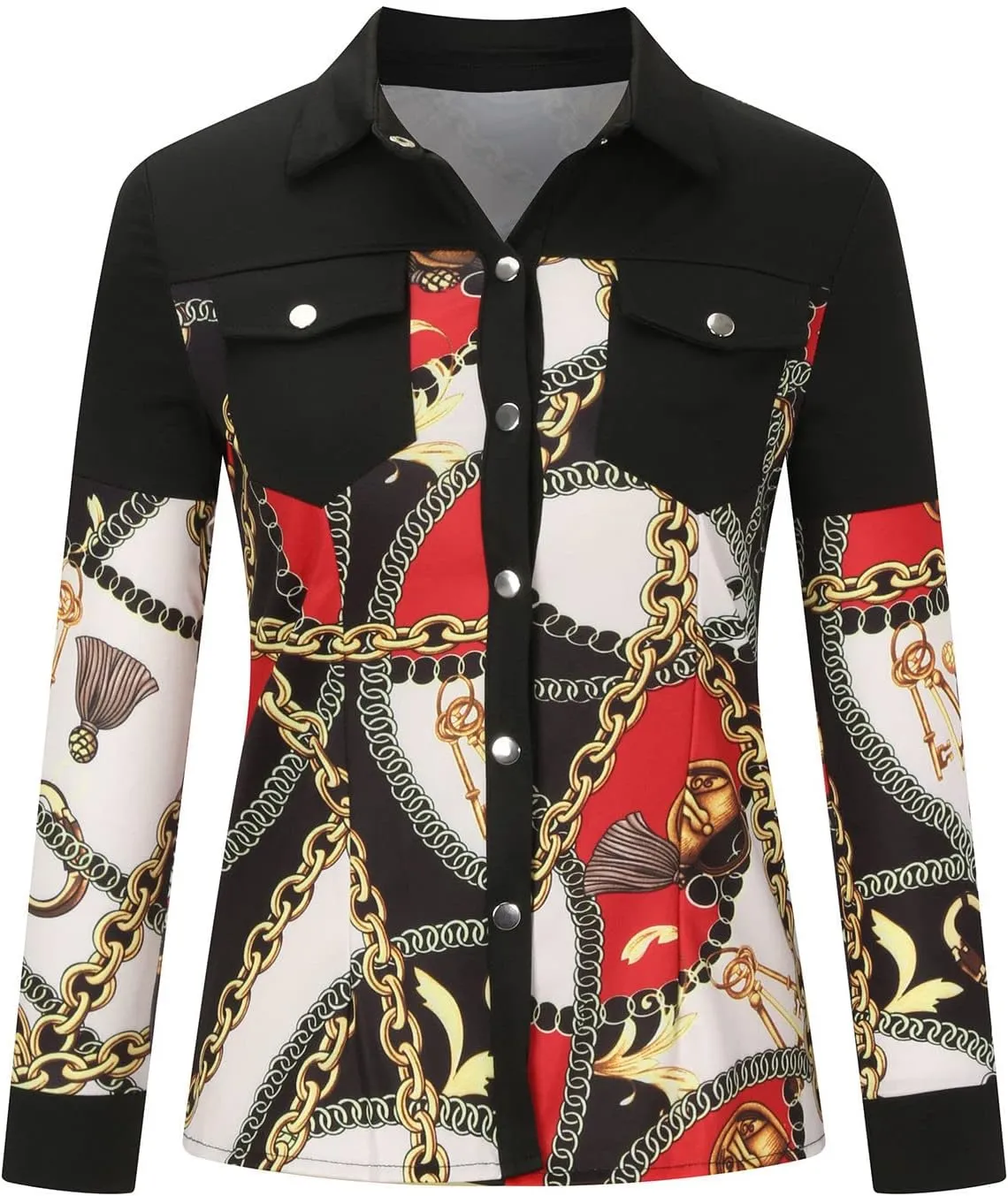 Women's Faux Leather Jacket Soft PU Snap Button Down Shirt Shacket Long Sleeve Motorcycle Fashion Leather Jacket