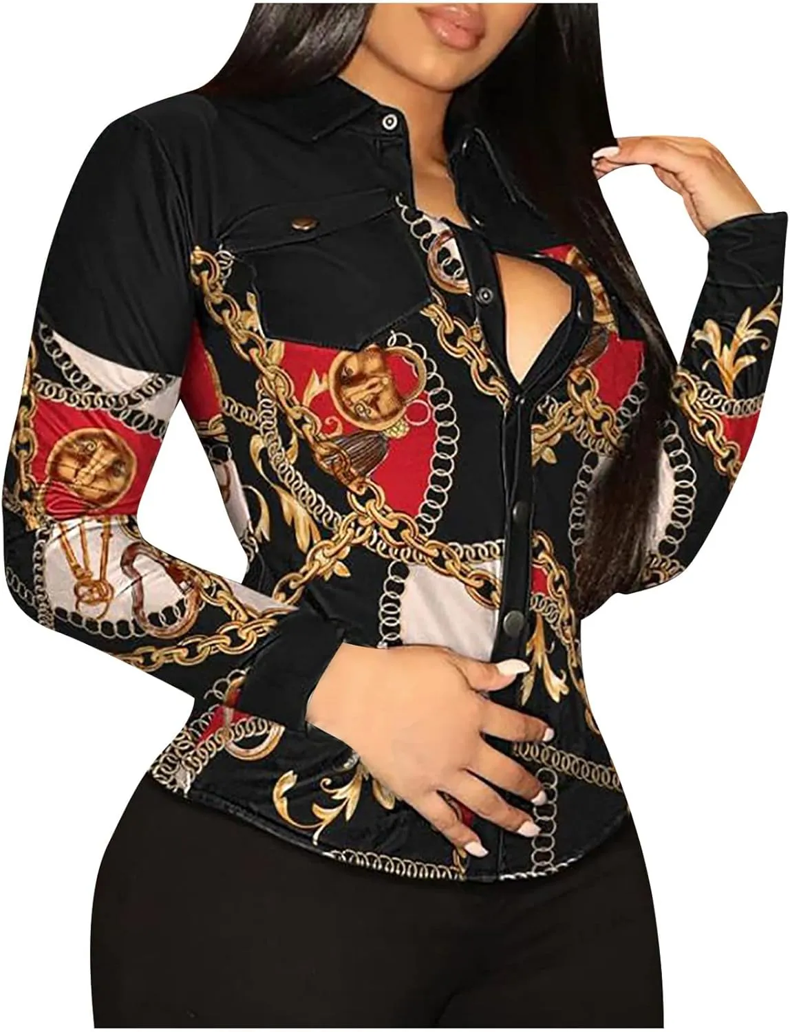 Women's Faux Leather Jacket Soft PU Snap Button Down Shirt Shacket Long Sleeve Motorcycle Fashion Leather Jacket