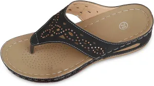 Womens Flip Flops Dressy Orthopedic Sandals Summer Comfortable Sandals Arch Support Wedge Slippers Vacation Shoes