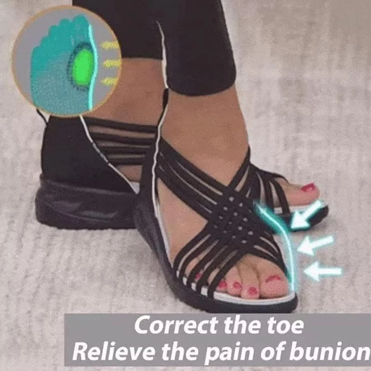 Womens Heccie Sandals Summer Multi Strap Orthopedic Sandals for Women, Arch Support Lightweight Stretch Sandal Beach Outdoor Walking Roman Shoes Open Toe Slip On Shoes