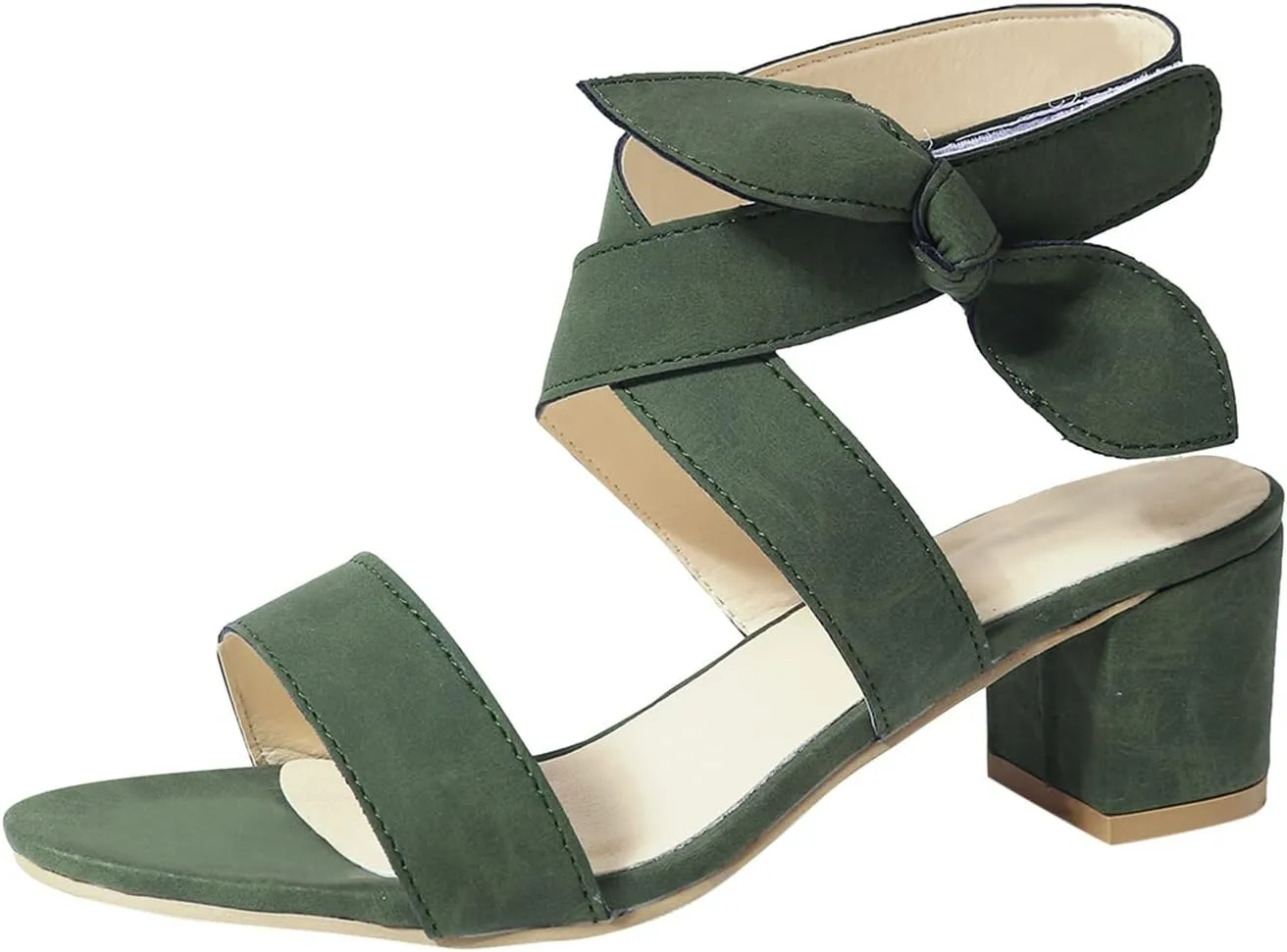 Women's Heel Sandals Open Toe Strap Ankle Buckle Bowknot Dress Pump Shoes Fashion Elegant Casual Summer Chunky Heels