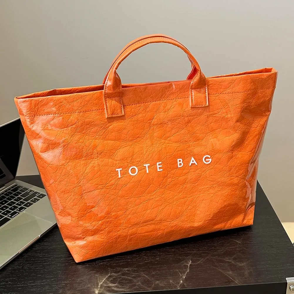 Women's Large PVC Tote Bag 2024 Fashion Handbags Big Winter Fall Totebag Y2K Shopping Hobo Bag Shoulder Purse with Laptop