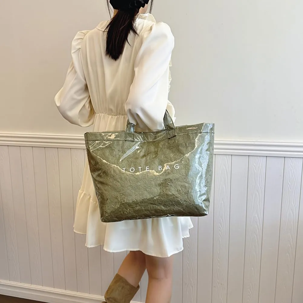 Women's Large PVC Tote Bag 2024 Fashion Handbags Big Winter Fall Totebag Y2K Shopping Hobo Bag Shoulder Purse with Laptop