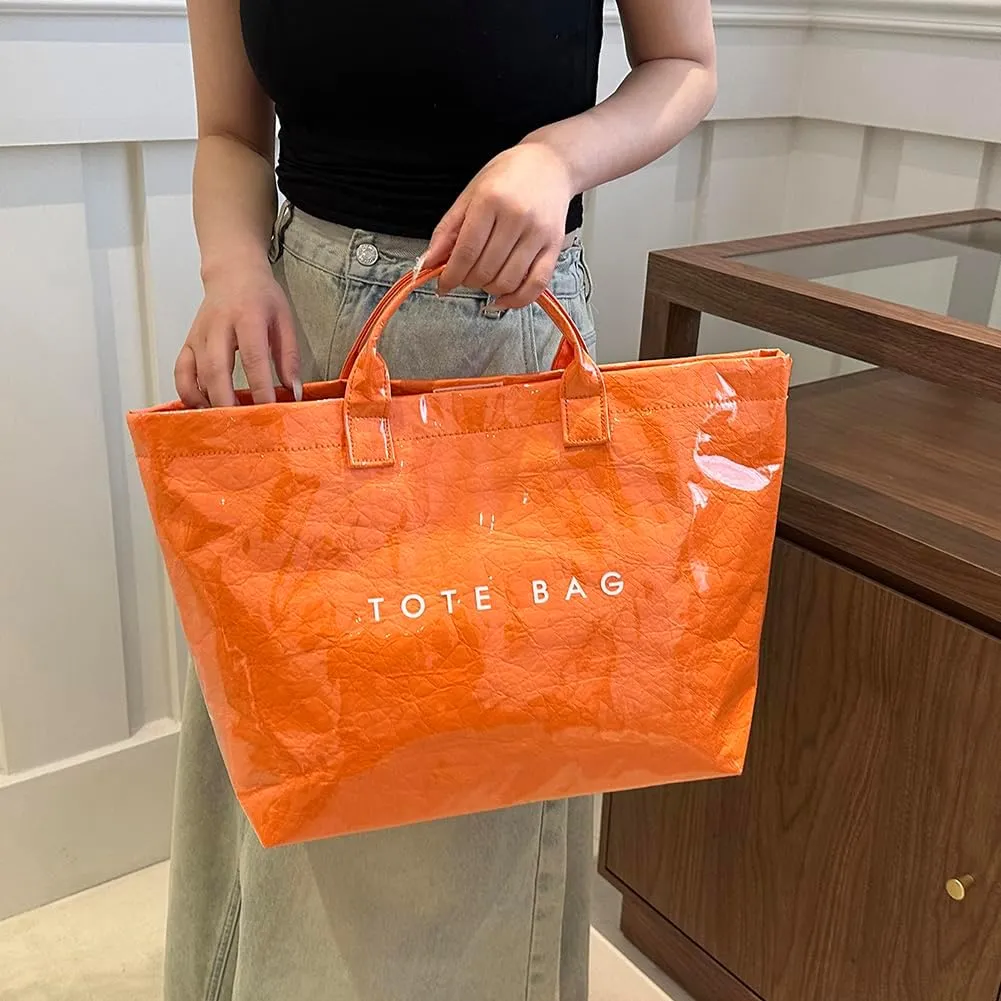 Women's Large PVC Tote Bag 2024 Fashion Handbags Big Winter Fall Totebag Y2K Shopping Hobo Bag Shoulder Purse with Laptop