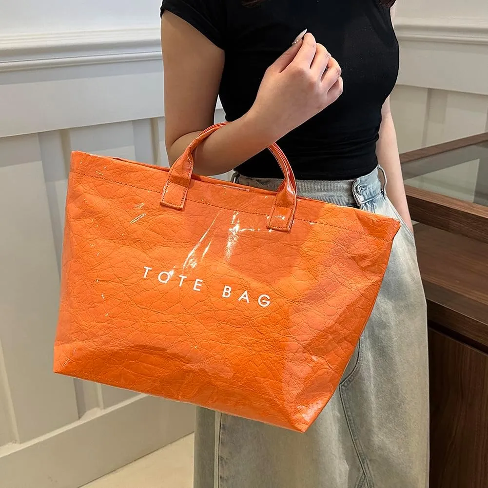 Women's Large PVC Tote Bag 2024 Fashion Handbags Big Winter Fall Totebag Y2K Shopping Hobo Bag Shoulder Purse with Laptop