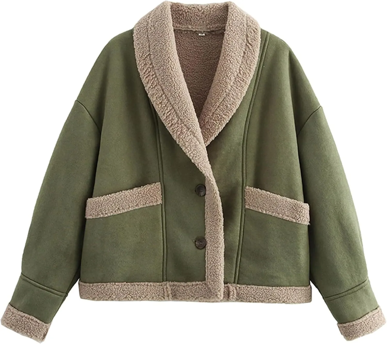 Women's Long Sleeve Oversized Sherpa Fleece Jacket With Cozy Stylish Winter Coat For Casual Wear Warm Outerwear