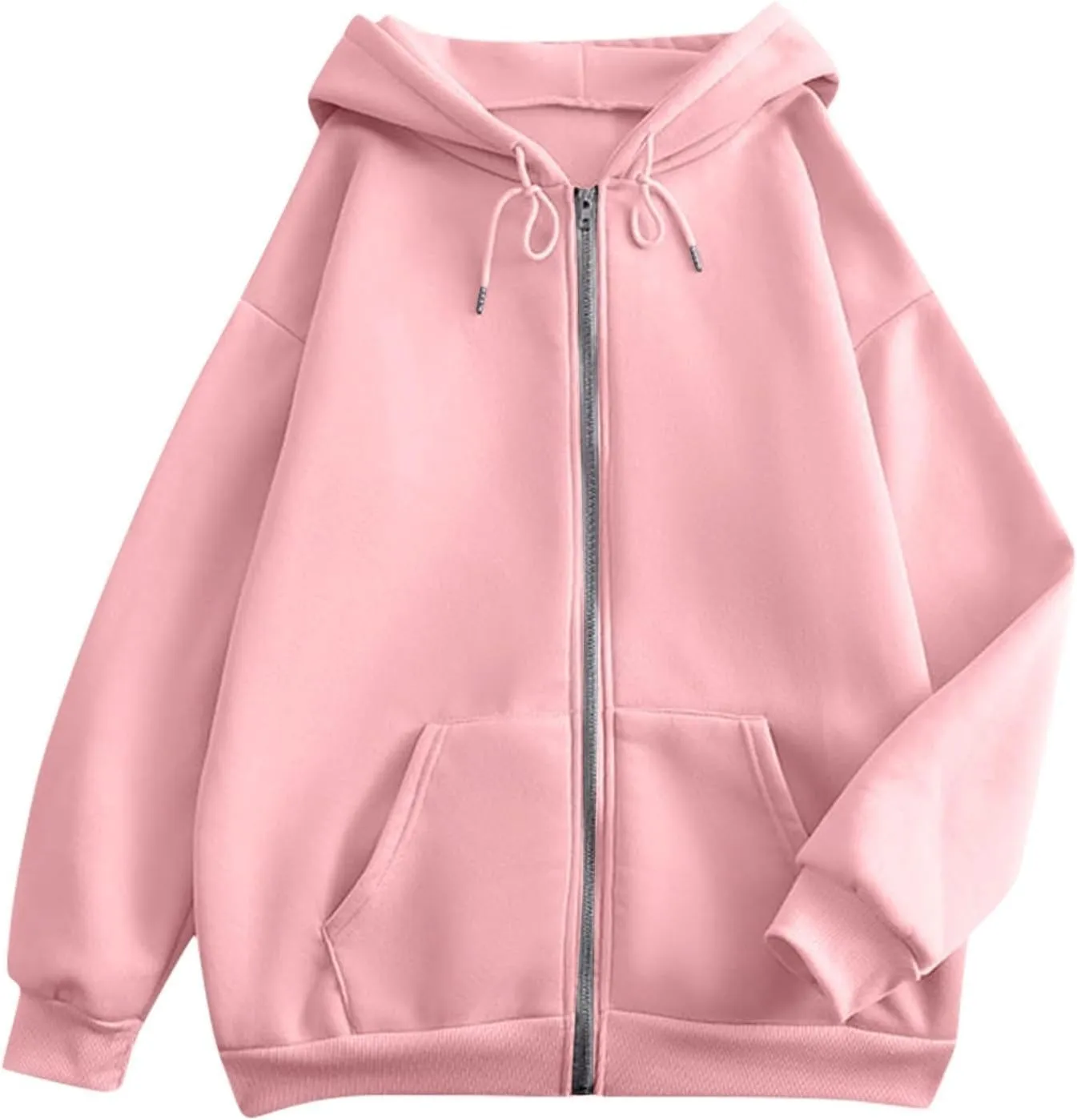 Womens Long Sleeve Oversized Zip Up Hoodies Sweatshirts Y2K Jacket Pockets Patchwork Design T-Shirt Hoodie for Women