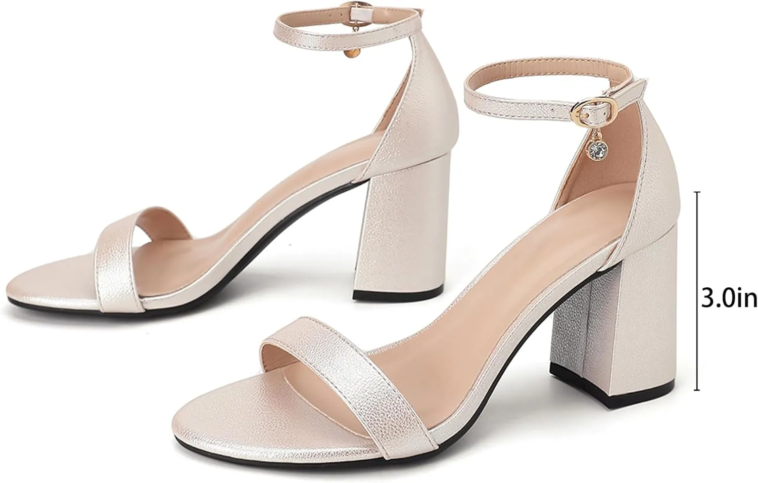 Women's Low Block Chunky Heels, Open Toe Ankle Strap Heels Sandals,Party & Dating Dress Heeled Shoes