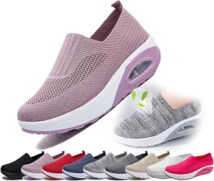 Women's Orthopedic Mesh Air Cushion Walking Shoes Casual Slip-on Platform Sneakers Breathable Arch Support Wedge Loafers