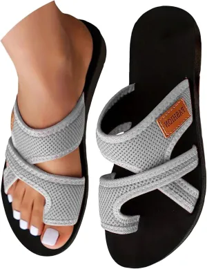 Womens Orthopedic Sandals Hollow Mesh Breathable Slide Slippers with Arch Support Summer Beach Comfy Walking Flip Flops