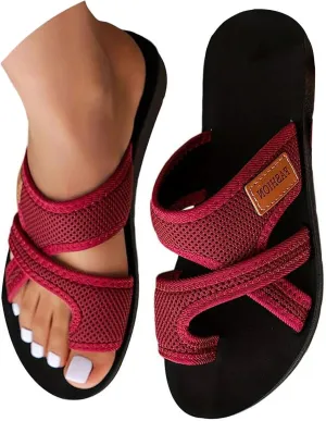 Womens Orthopedic Sandals Hollow Mesh Breathable Slide Slippers with Arch Support Summer Beach Comfy Walking Flip Flops