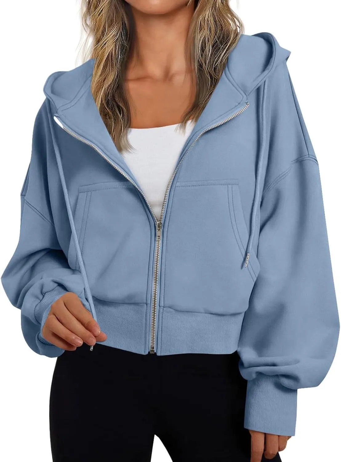 Womens Oversized Full Zip Up Hoodie with Pockets Fleece Sweatshirt Fall Winter Warm Casual Loose Apparel Clothes