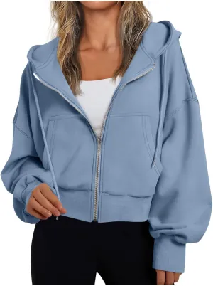 Womens Oversized Full Zip Up Hoodie with Pockets Fleece Sweatshirt Fall Winter Warm Casual Loose Apparel Clothes