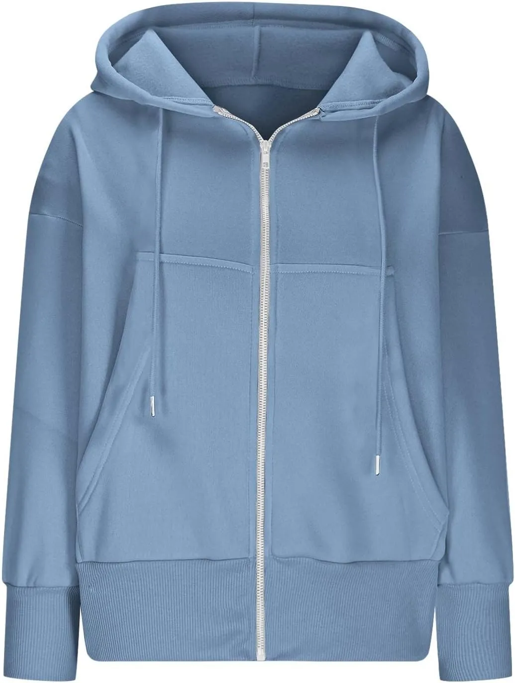 Womens Oversized Full Zip Up Hoodie with Pockets Fleece Sweatshirt Fall Winter Warm Casual Loose Apparel Clothes