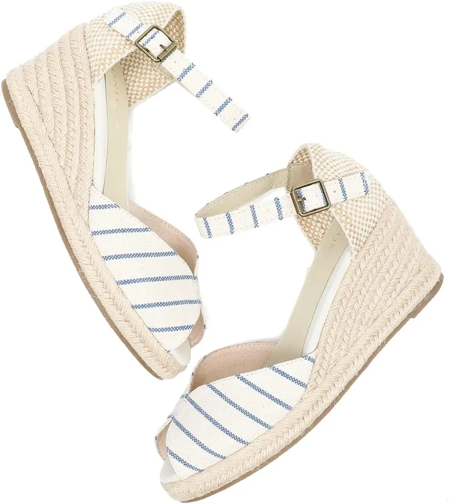 Women??s Platform Wedges Espadrilles, 3" Wedge, Soft Ankle-Tie Strap, Closed Toe, Classic Summer Sandals