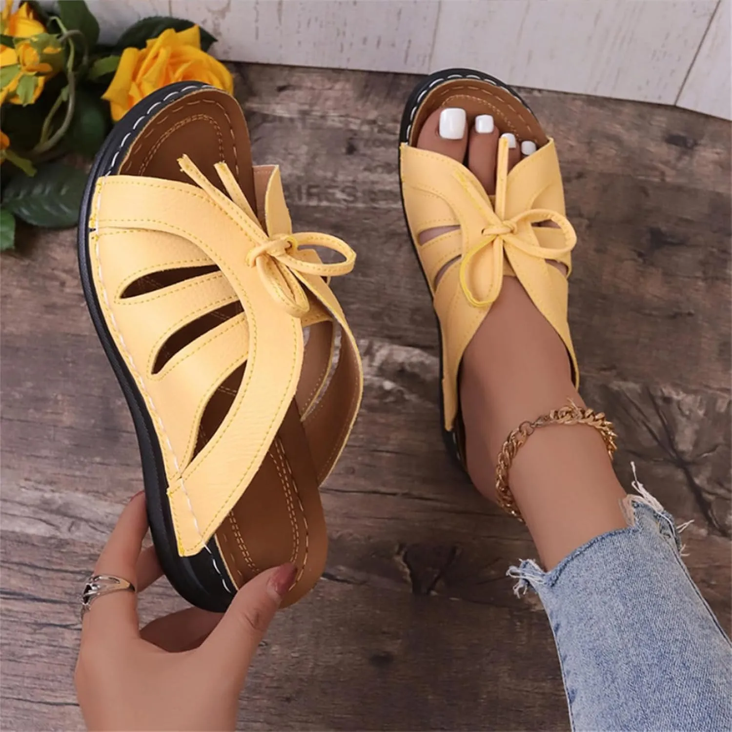 Women's Sandals Comfortable Cute Orthotic Flips Flops Arch Support for Flat feet Walking Beach Orthopedic Slippers Slides