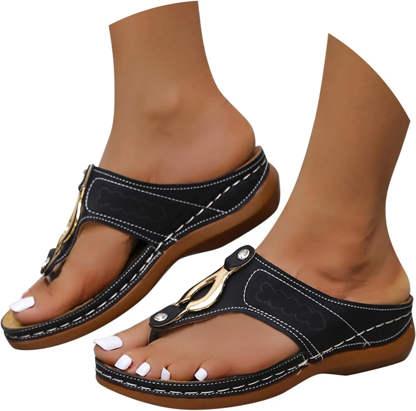 Womens Sandals Comfortable Dressy Arch Support Orthopedic Flip Flops 2025 Non Slip Summer Dressy Comfortable Sandals Slip On Beach Vacation Travel Working Shoes