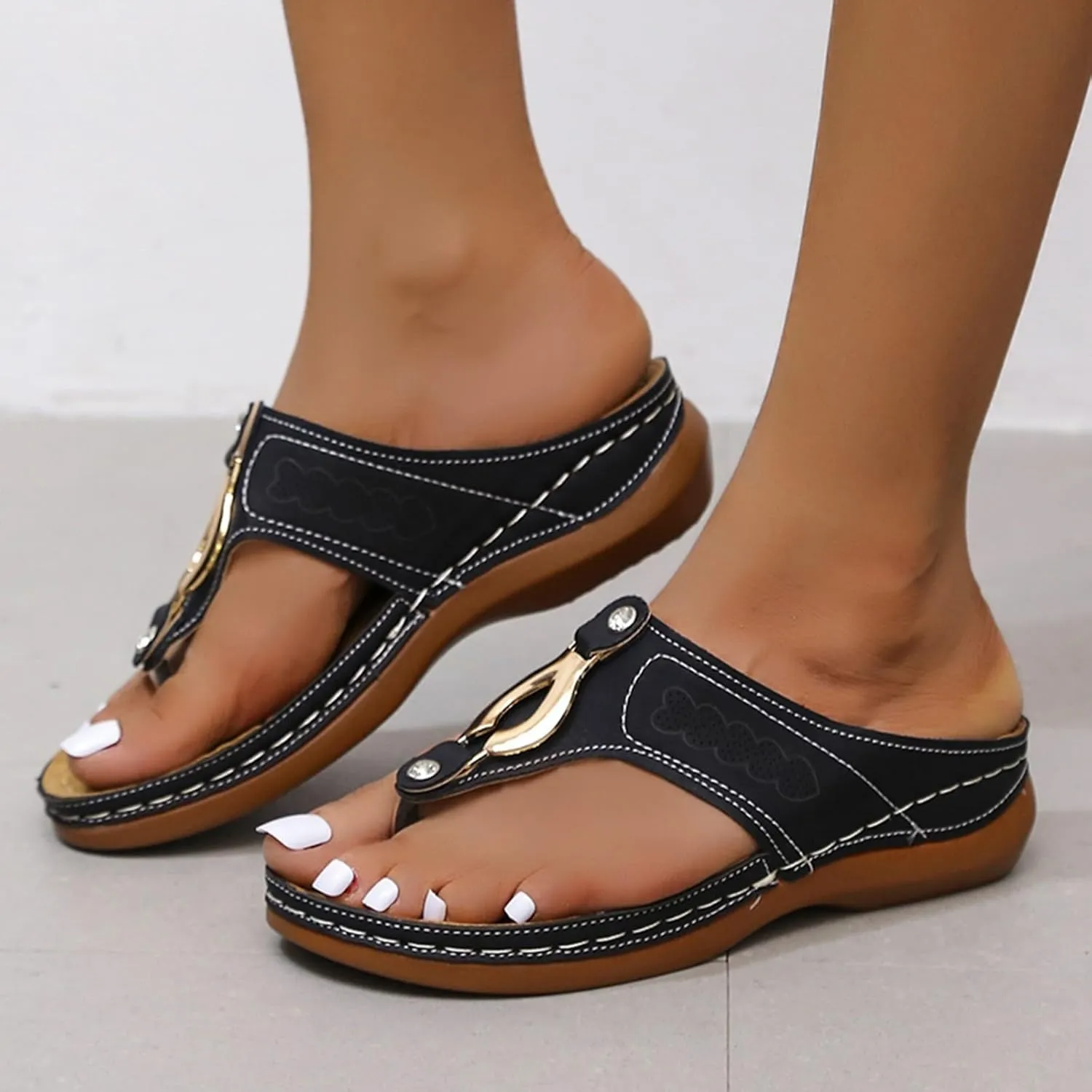 Womens Sandals Comfortable Dressy Arch Support Orthopedic Flip Flops 2025 Non Slip Summer Dressy Comfortable Sandals Slip On Beach Vacation Travel Working Shoes