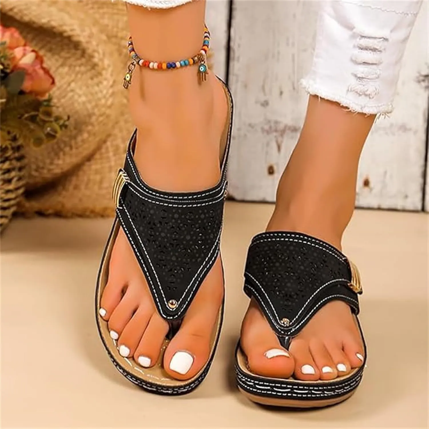 Womens Sandals Comfortable Dressy Arch Support Orthopedic Slides Slippers Summer Beach Orthotic Thong Flip Flops 2025