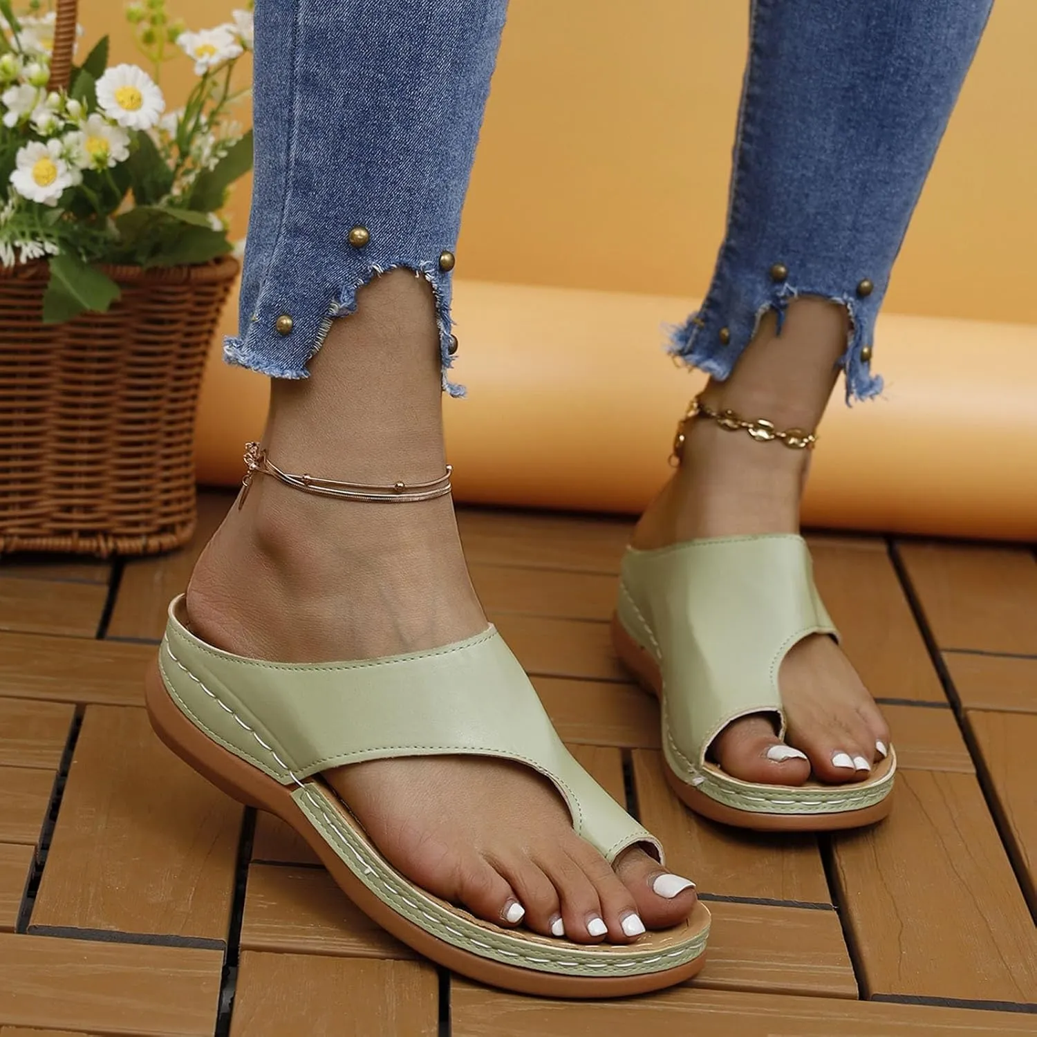 Womens Sandals Wedge Shoes Summer Dressy Flip Flops Comfortable Orthopedic Sandals Casual Walking Wedges Platform Beach Slides