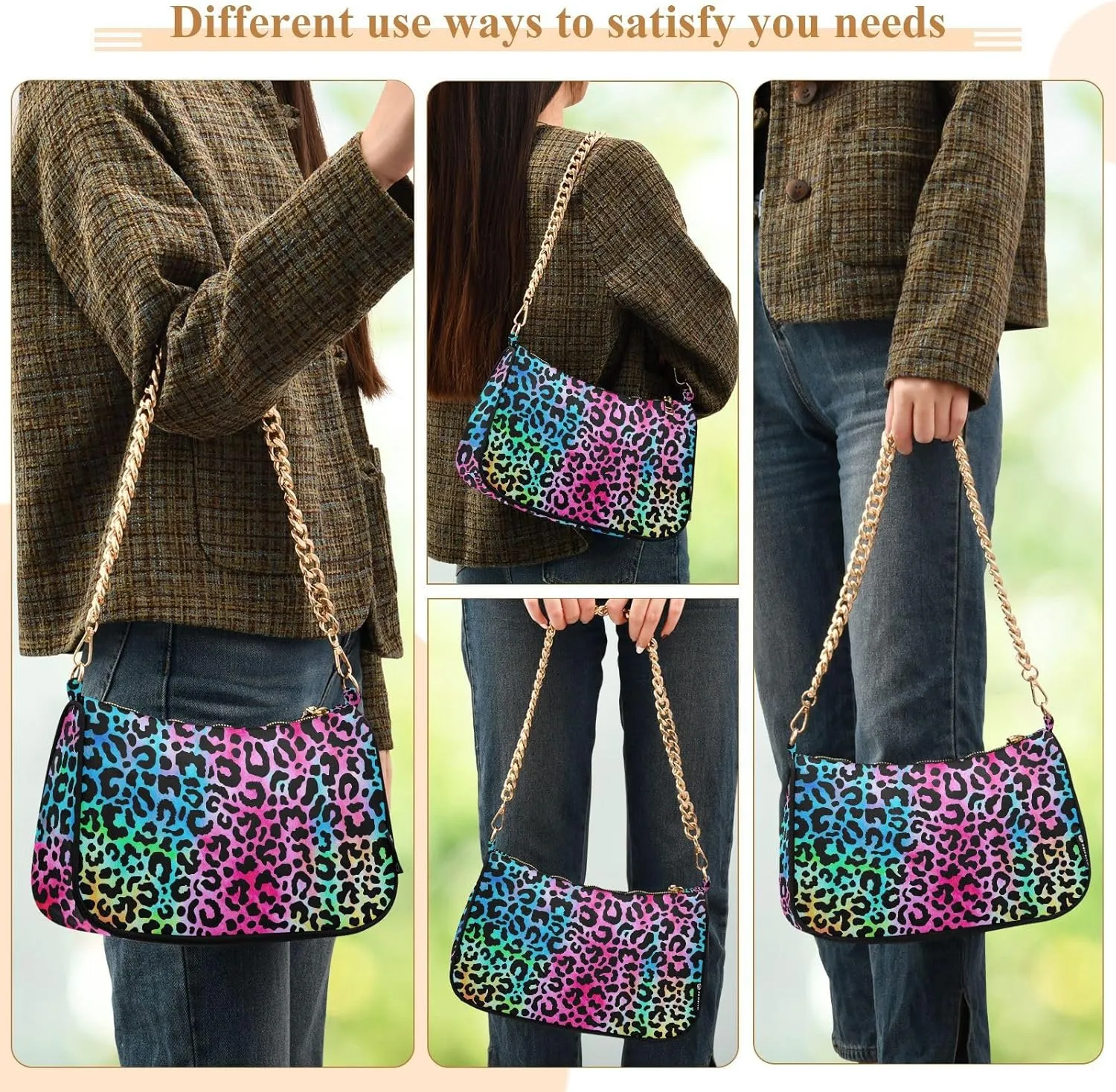 Womens Shoulder Bag Crossbody Purse Hobo Handbag for Ladies Gold Chain