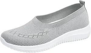 Women's Slip On Casual Shoes Comfortable Round Toe Flat Loafers for Spring Summer Outfits with Thick Sole