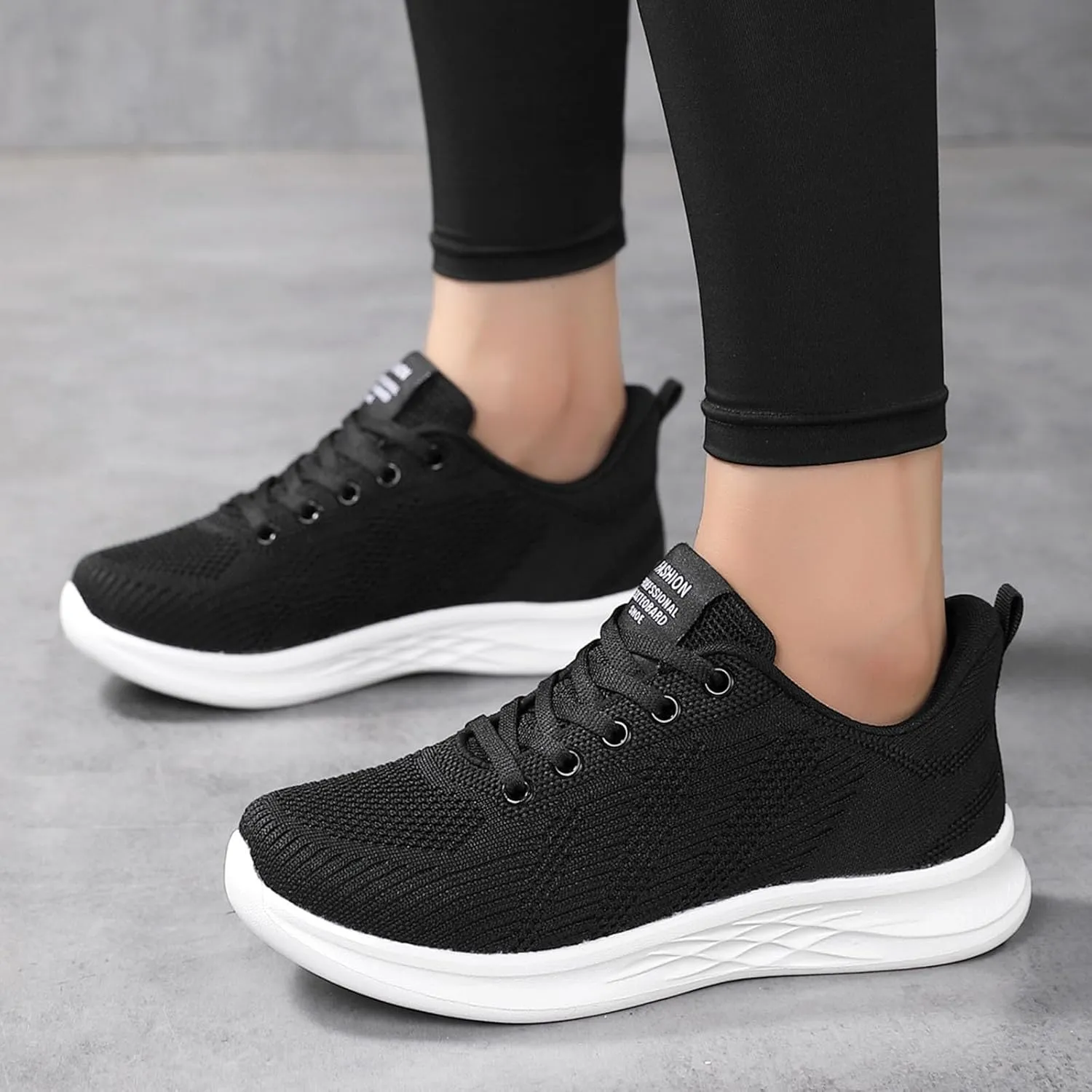 Women's Slip on Walking Shoes Comfy Knitted Non Slip Arch Support Running Shoes Breathable Mesh Sports Workout Tennis Shoes Fashion Lace Up Sneakers