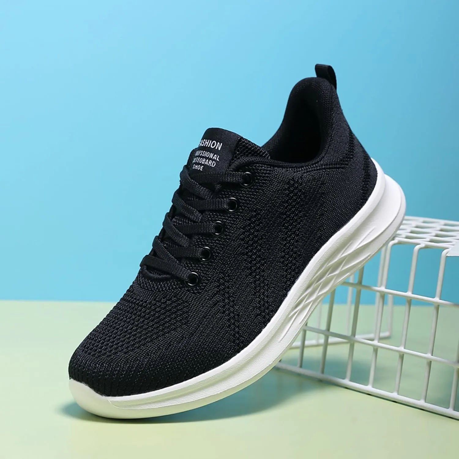 Women's Slip on Walking Shoes Comfy Knitted Non Slip Arch Support Running Shoes Breathable Mesh Sports Workout Tennis Shoes Fashion Lace Up Sneakers