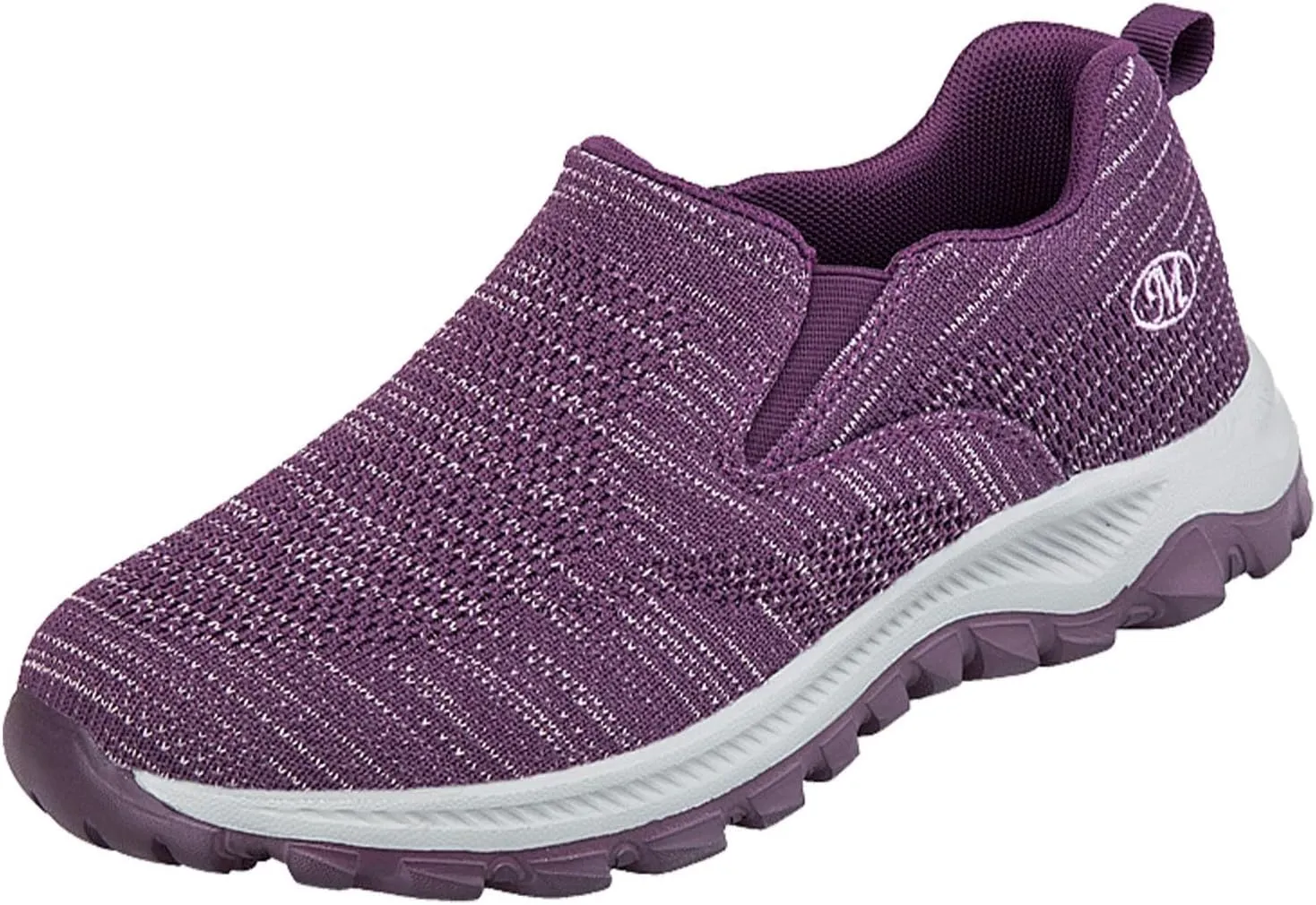 Women's Slip on Walking Shoes Dressy Knitted Non Slip Vintage Wide Running Shoes Breathable Mesh Sports Workout Tennis Shoes Fashion Lace Up Sneakers