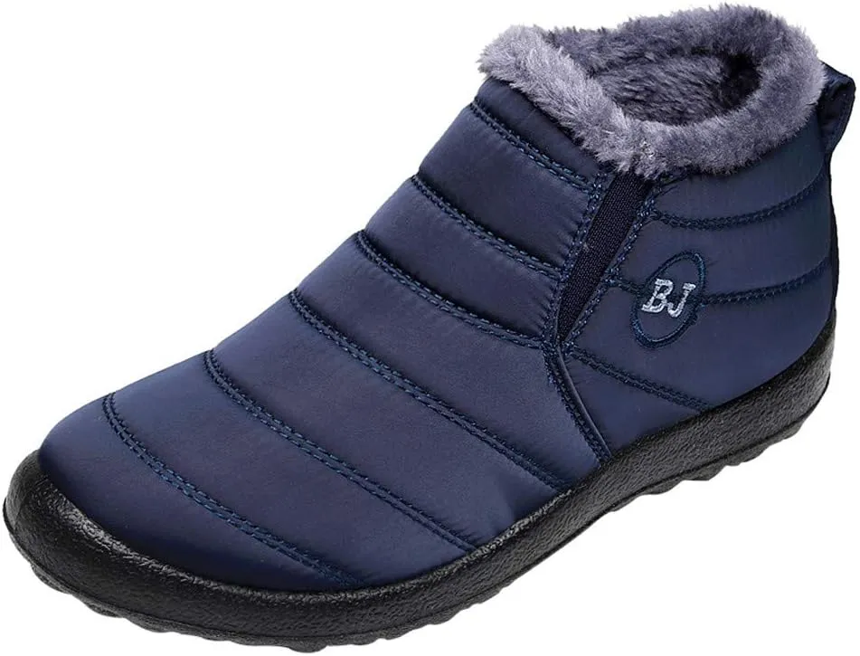 Women's Snow Boots Waterproof Winter Boots Non-slip Fuzzy Fur Booties Casual Slip on Ankle Boots Thickening Winter Shoes Walking Hiking Booties