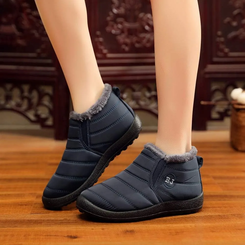 Women's Snow Boots Waterproof Winter Boots Non-slip Fuzzy Fur Booties Casual Slip on Ankle Boots Thickening Winter Shoes Walking Hiking Booties