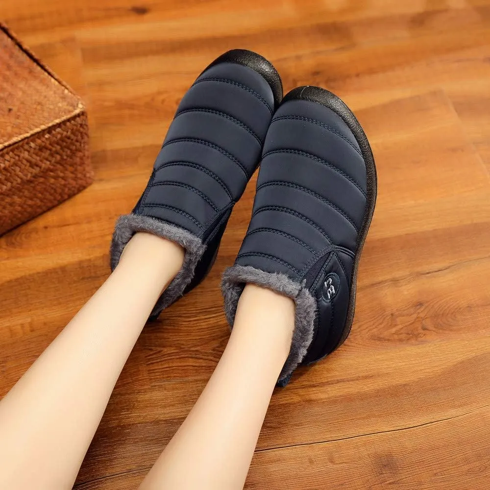 Women's Snow Boots Waterproof Winter Boots Non-slip Fuzzy Fur Booties Casual Slip on Ankle Boots Thickening Winter Shoes Walking Hiking Booties