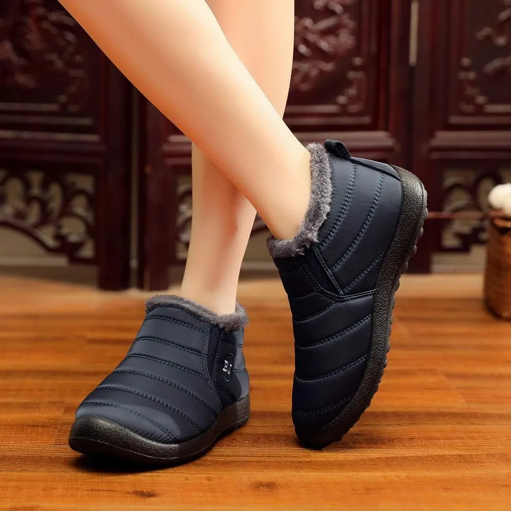 Women's Snow Boots Waterproof Winter Boots Non-slip Fuzzy Fur Booties Casual Slip on Ankle Boots Thickening Winter Shoes Walking Hiking Booties