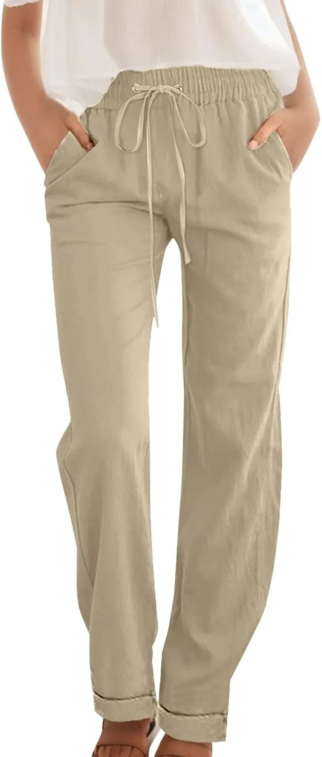 Women's Straight Leg Pants Winter Slack Travel Slacks with Pockets Wide Leg High Waisted